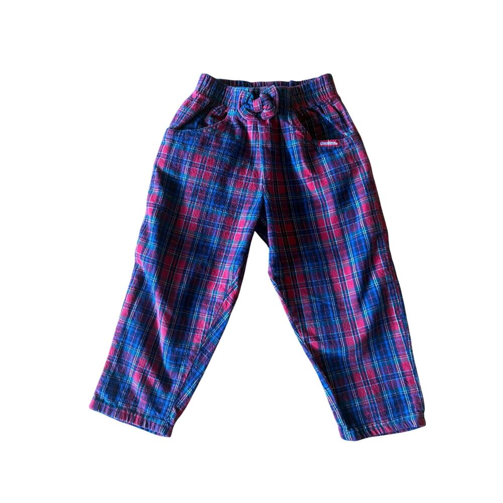 Vintage1980s/1990s OshKosh B'gosh Tartan Plaid Trousers Pants With Bow